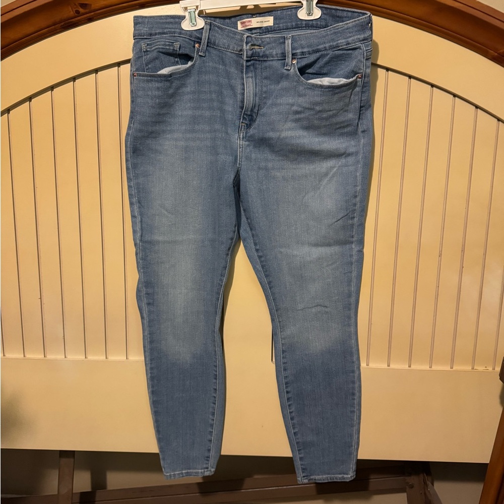 Signature by Levi Strauss Blue Skinny Jeans with Natural Fading